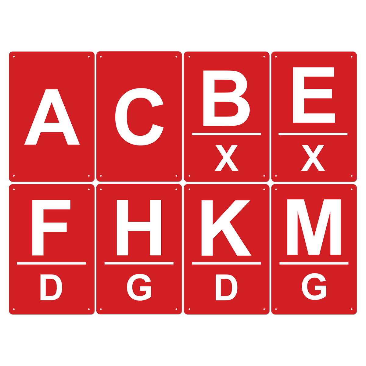 8 Bahnpunkte mit Mittelpunkt — 20 × 30 cm | für Dressurviereck – Ansicht 8 BP mit MP HG rot Schrift weiß