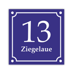 Hausnummernschild im Emaille-Design (15 × 15 cm) — verschiedene Farben – Ansicht Emaille-Schild blau 15x15 cm ohne