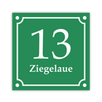 Hausnummernschild im Emaille-Design (15 × 15 cm) — verschiedene Farben – Ansicht Emaille-Schild grün 15x15 cm ohne