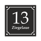 Hausnummernschild im Emaille-Design (15 × 15 cm) — verschiedene Farben – Ansicht Emaille-Schild schwarz 15x15 cm ohne
