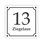 Hausnummernschild im Emaille-Design (15 × 15 cm) — verschiedene Farben – Ansicht Emaille-Schild weiß 15x15 cm ohne