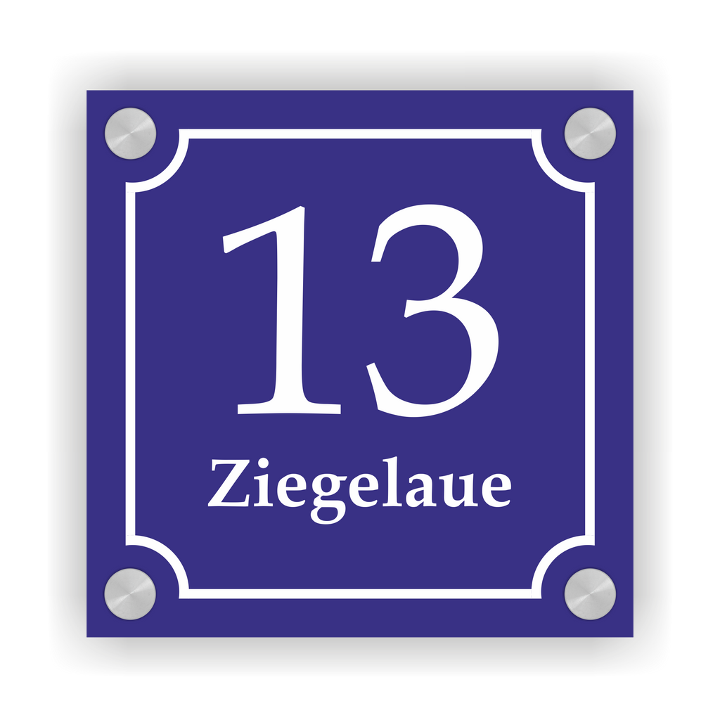 Hausnummernschild im Emaille-Design (15 × 15 cm) — verschiedene Farben