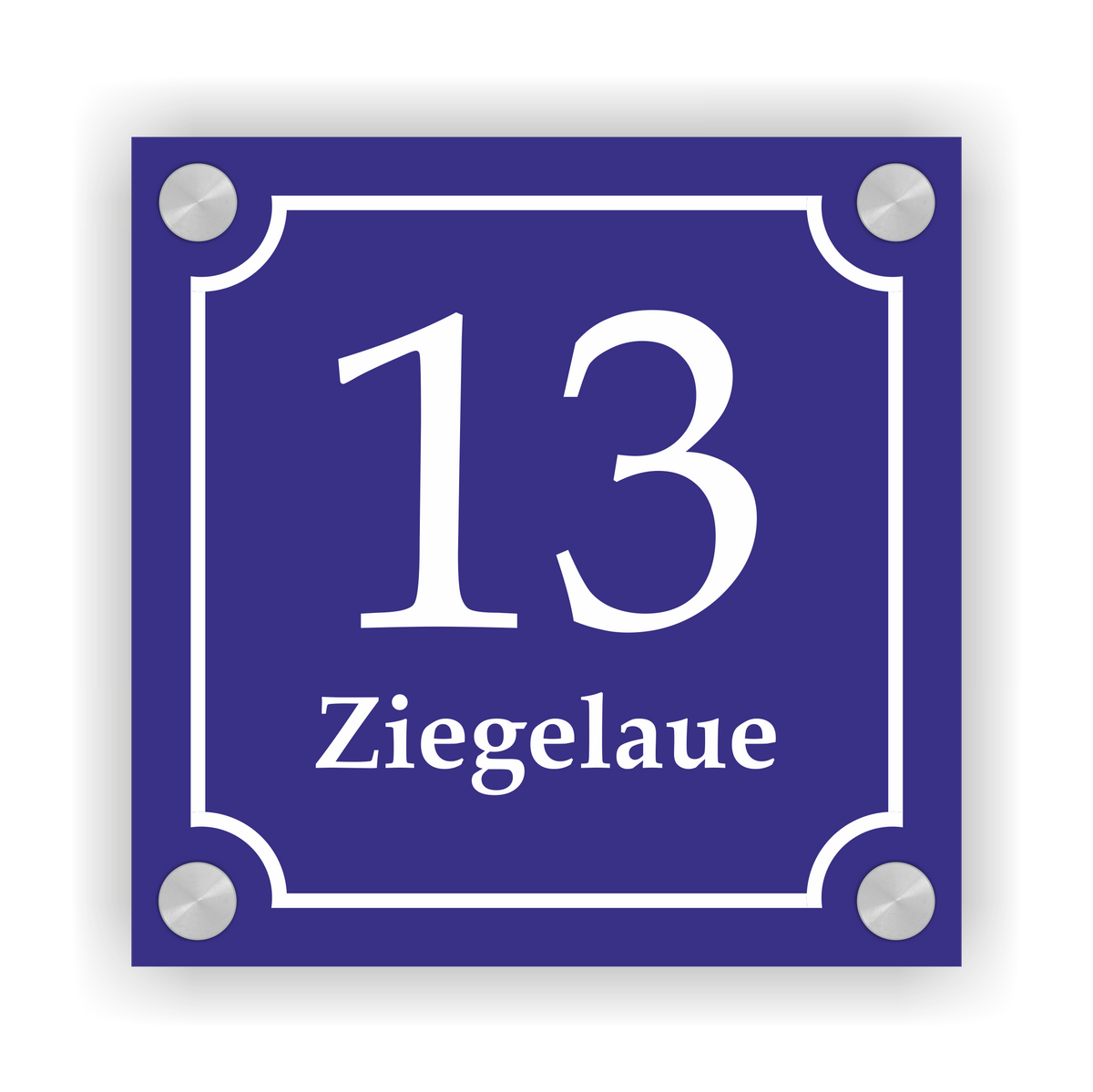 Hausnummernschild im Emaille-Design (15 × 15 cm) — verschiedene Farben