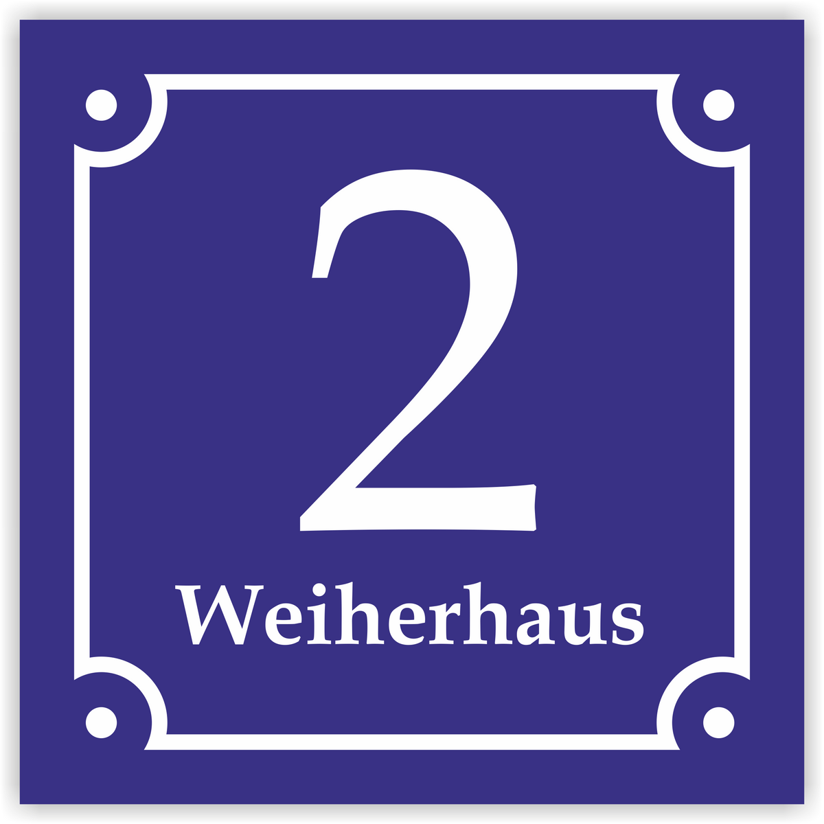 Hausnummernschild im Emaille-Design (20 × 20 cm) — verschiedene Farben – Ansicht Emaille-Schild blau 20x20 cm ohne