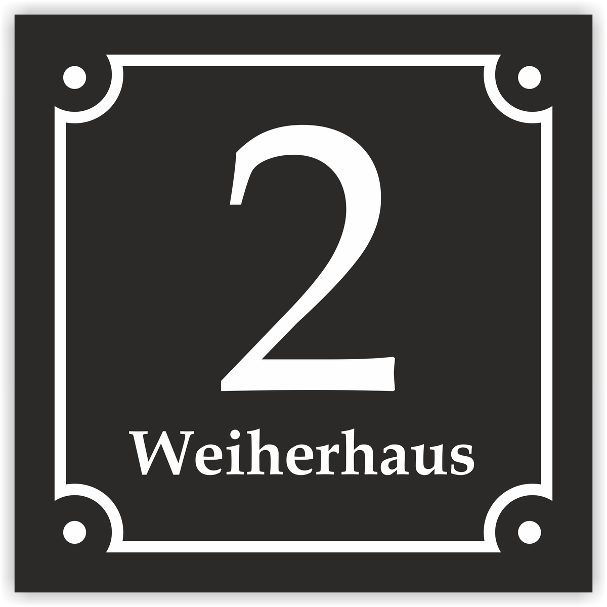 Hausnummernschild im Emaille-Design (20 × 20 cm) — verschiedene Farben – Ansicht Emaille-Schild schwarz 20x20 cm ohne