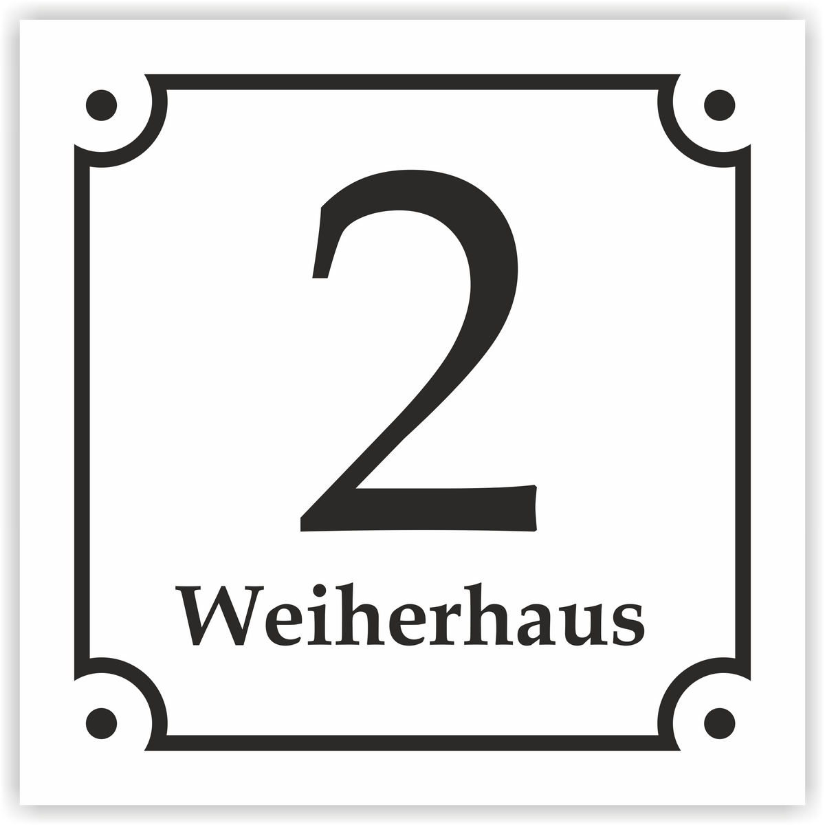 Hausnummernschild im Emaille-Design (20 × 20 cm) — verschiedene Farben – Ansicht Emaille-Schild weiß 20x20 cm ohne