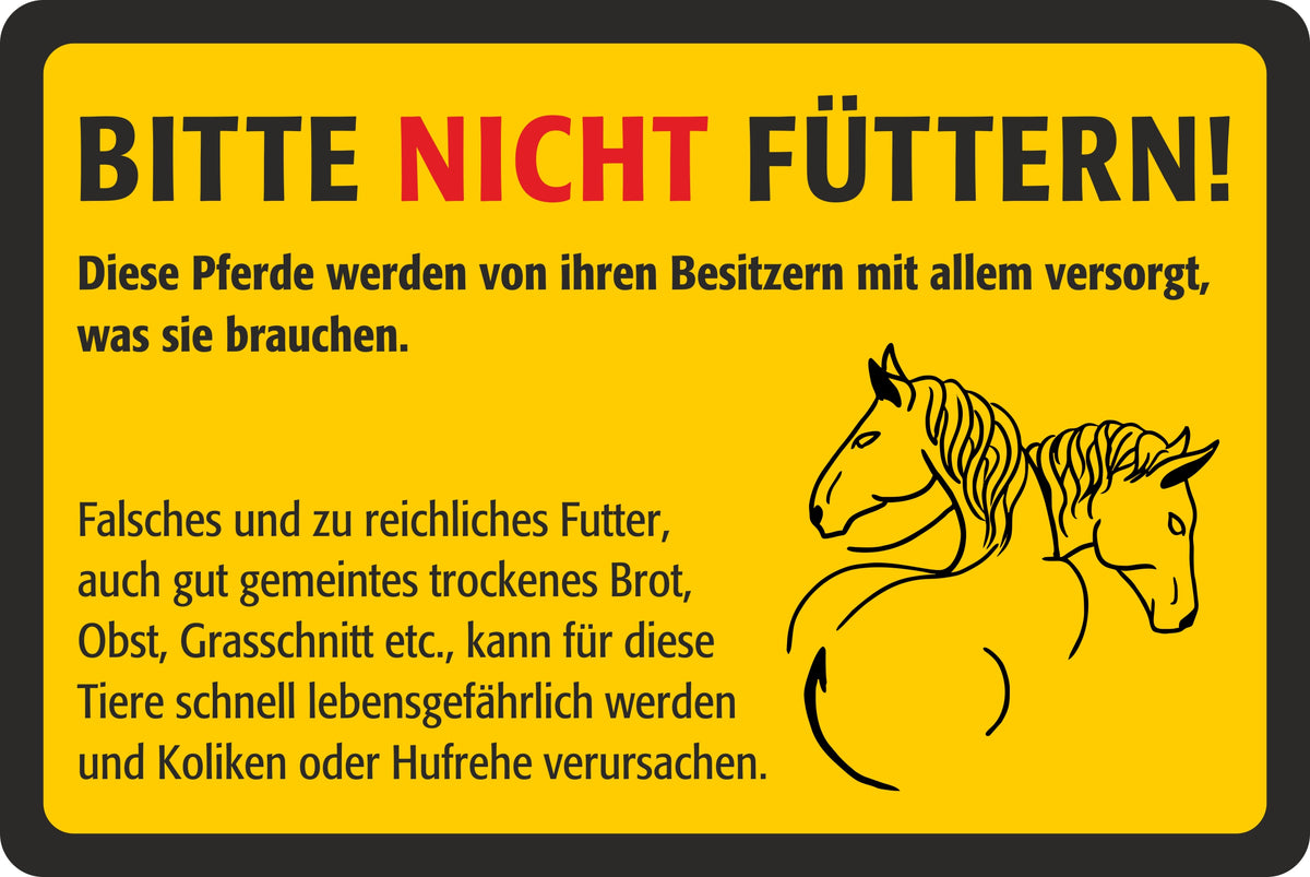 Hinweisschild »BITTE NICHT FÜTTERN!« – Ansicht Bitte-nicht-fuettern 1 302x202mm Gelb