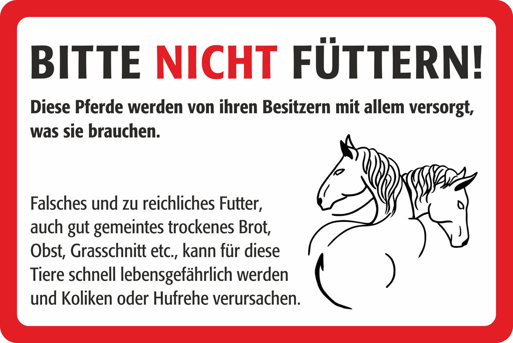Hinweisschild »BITTE NICHT FÜTTERN!« – Ansicht Bitte-nicht-fuettern 1 302x202mm Rot