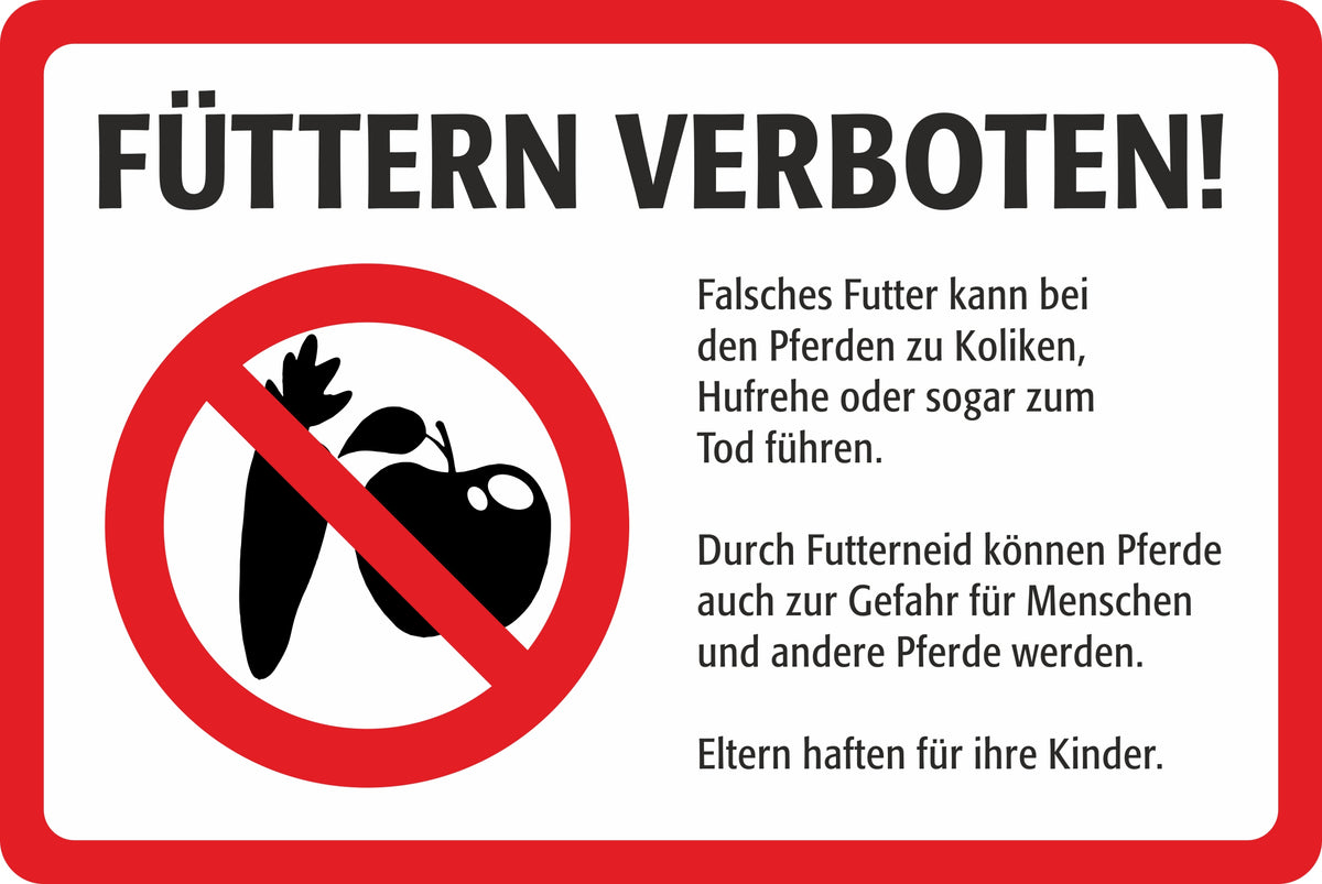 Hinweisschild »FÜTTERN VERBOTEN!« – Ansicht Fuettern-verboten 302x202mm Rot