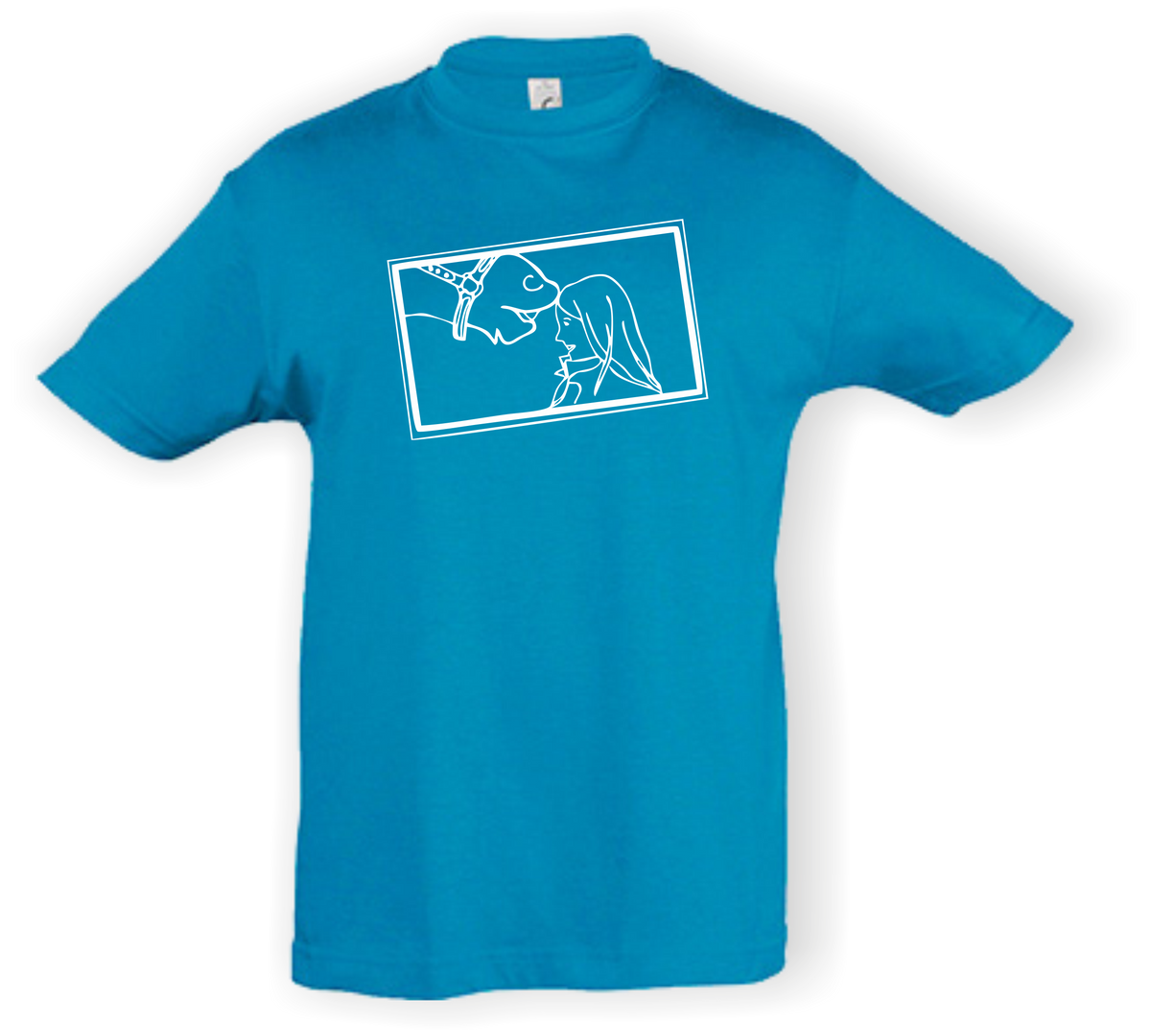 Kinder T-Shirt - mit Pferdemotiv - Design 1 – Ansicht Design 1 Aqua W