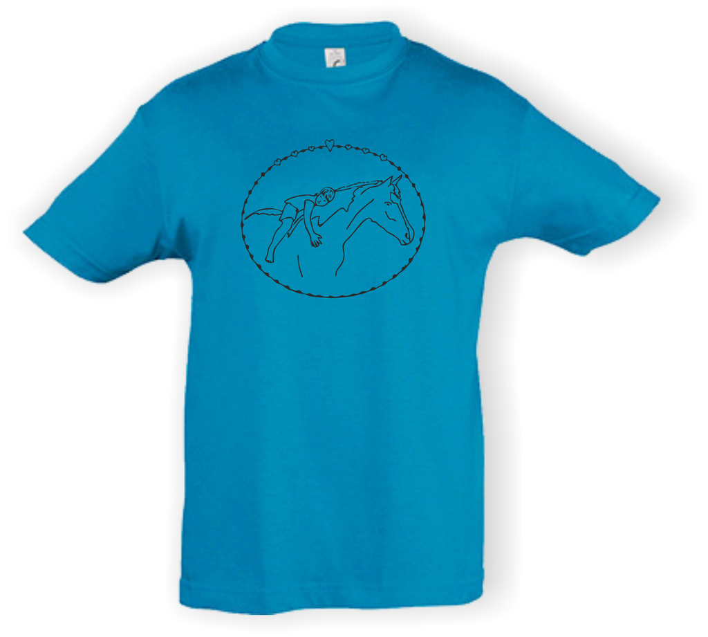 Kinder T-Shirt - mit Pferdemotiv - Design 2 – Ansicht Design 2 Aqua S