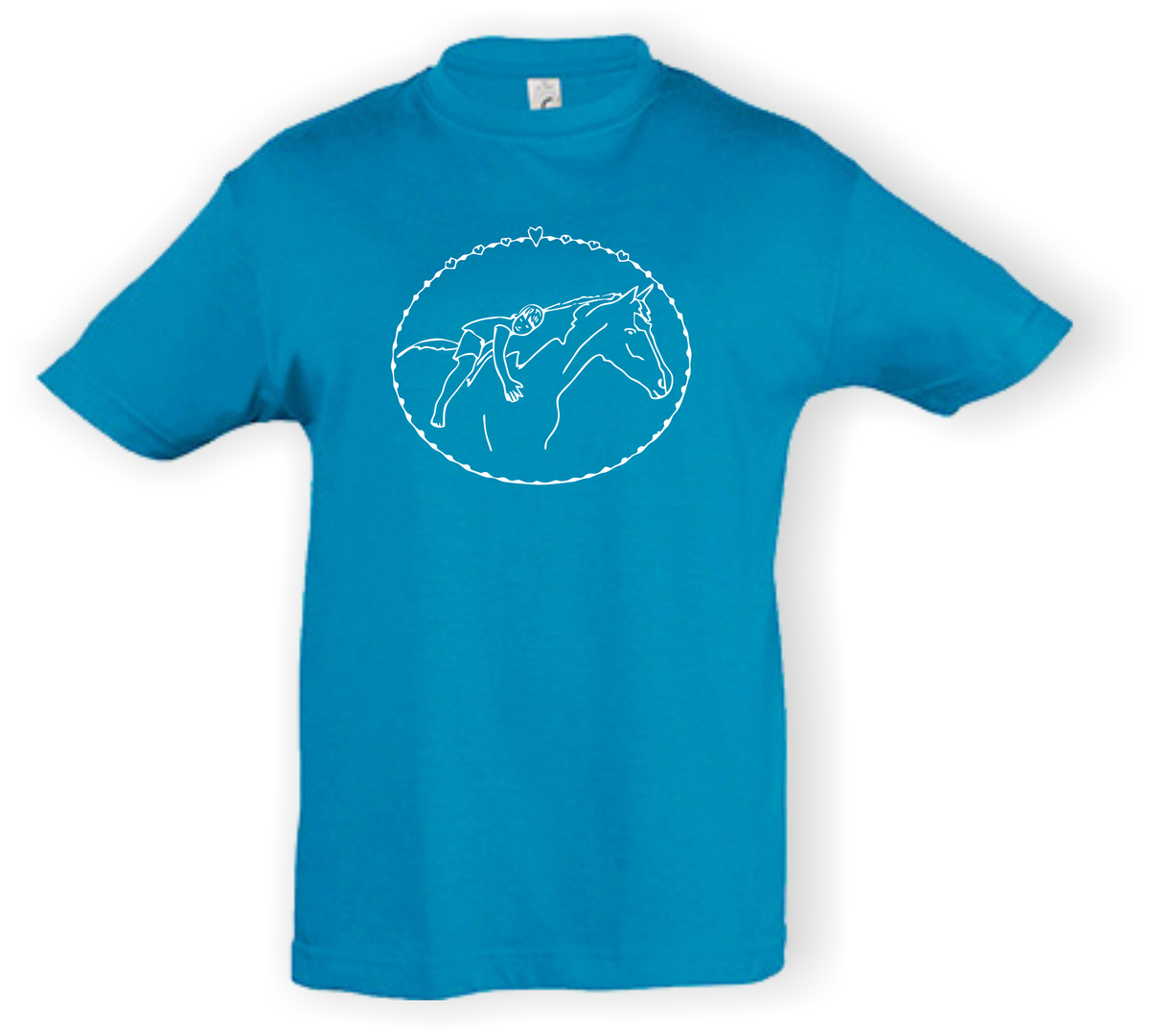 Kinder T-Shirt - mit Pferdemotiv - Design 2 – Ansicht Design 2 Aqua W