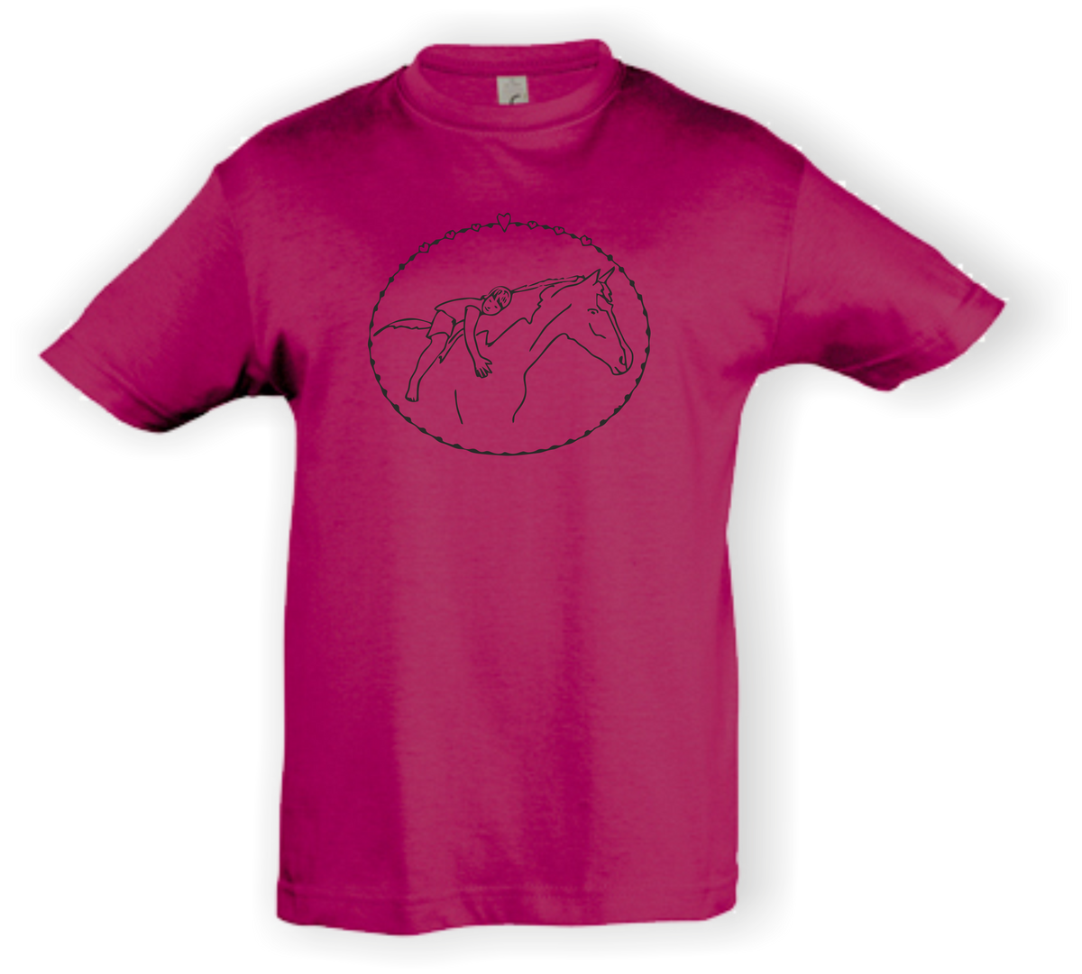 Kinder T-Shirt - mit Pferdemotiv - Design 2 – Ansicht Design 2 fuchsia S
