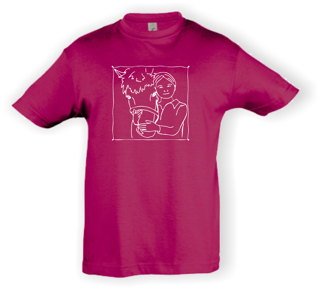 Kinder T-Shirt - mit Pferdemotiv - Design 3 – Ansicht Design 3 fuchsia W