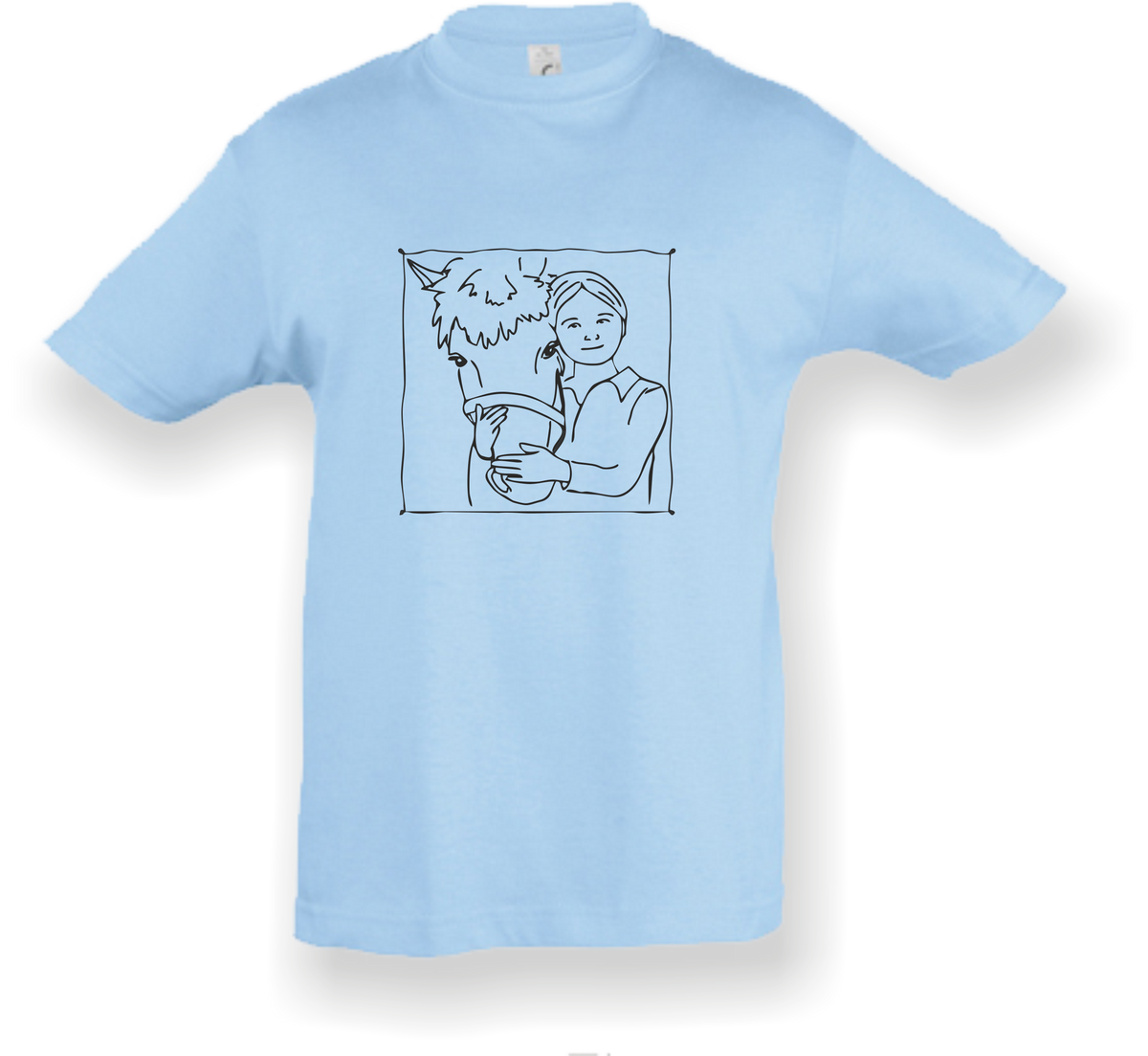 Kinder T-Shirt - mit Pferdemotiv - Design 3 – Ansicht Design 3 skyblue S