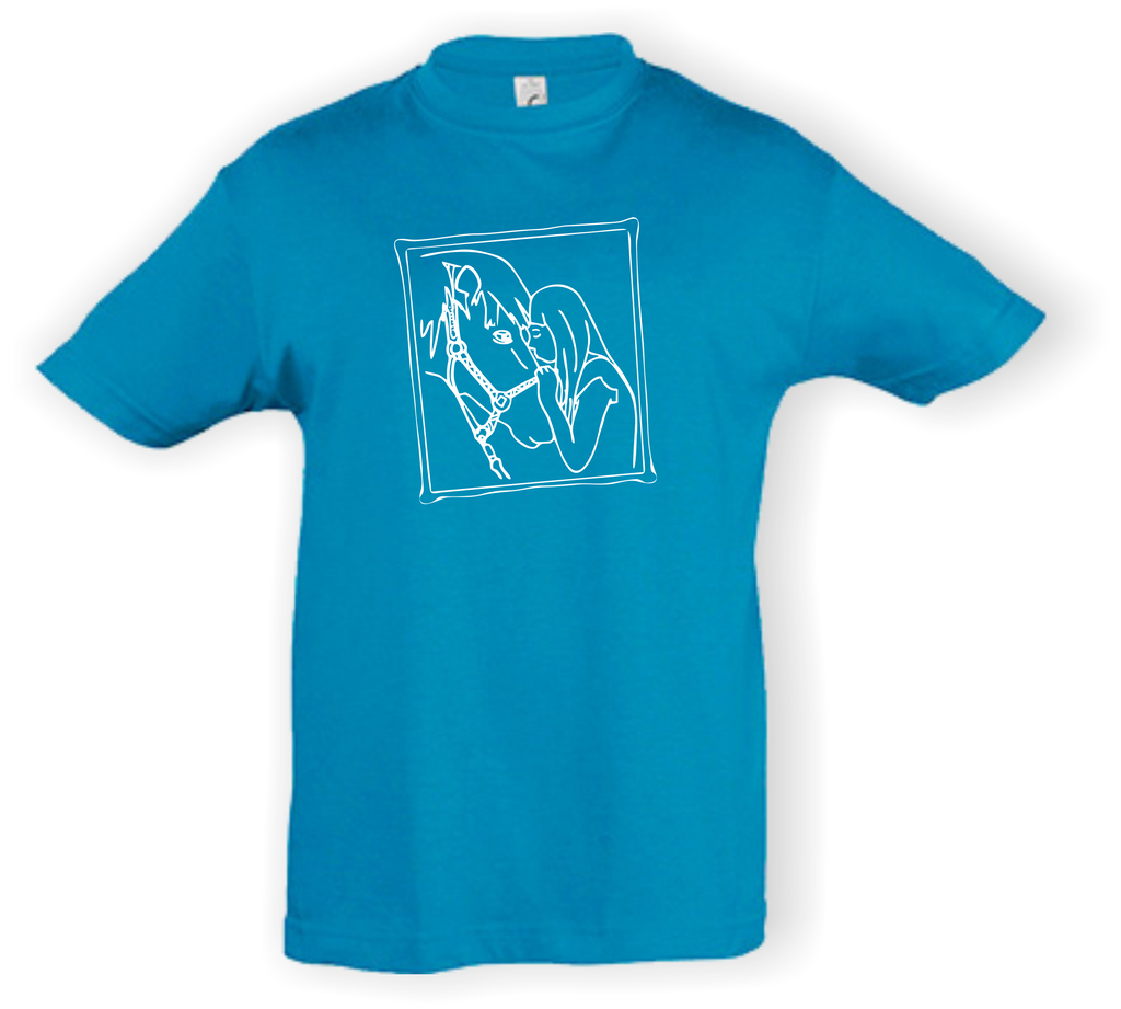 Kinder T-Shirt - mit Pferdemotiv - Design 4 – Ansicht Design 4 Aqua W