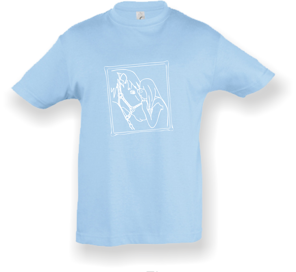 Kinder T-Shirt - mit Pferdemotiv - Design 4 – Ansicht Design 4 skyblue W