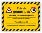Schild Privatgrundstück Betreten Verboten Video überwacht – Ansicht Schild Privatgrundstück Betreten Befahren Verboten Videoüberwacht 30x 40cm