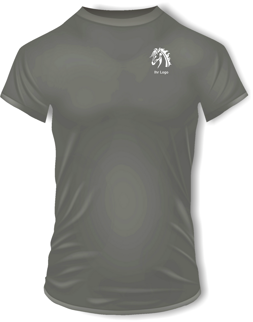 T-Shirts mit Ihrem Motiv bedruckt – Ansicht T shirt grau BrustKlein