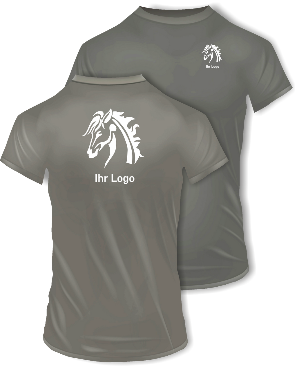 T-Shirts mit Ihrem Motiv bedruckt – Ansicht T shirt grau BrustUndRücken