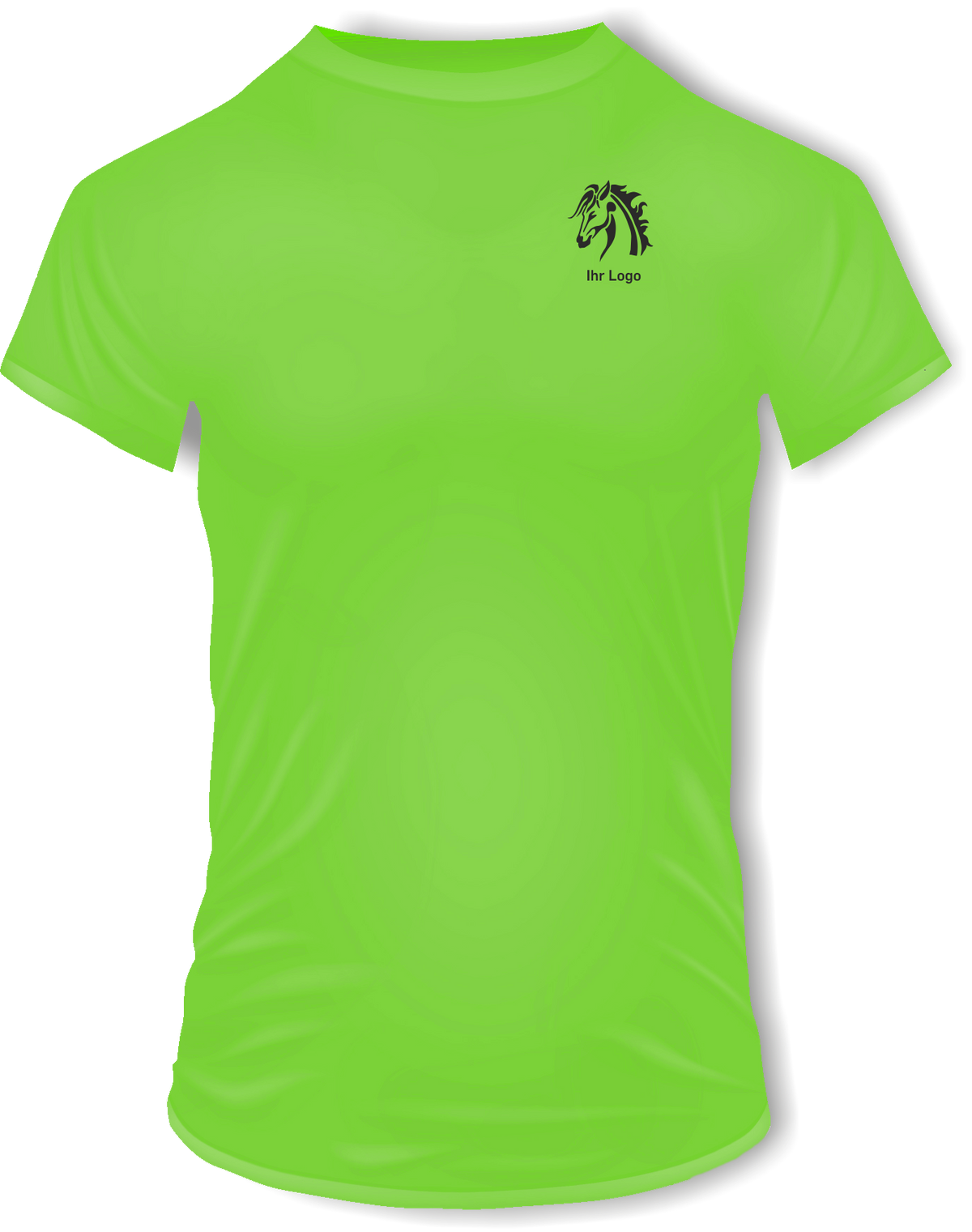 T-Shirts mit Ihrem Motiv bedruckt – Ansicht T shirt grün BrustKlein