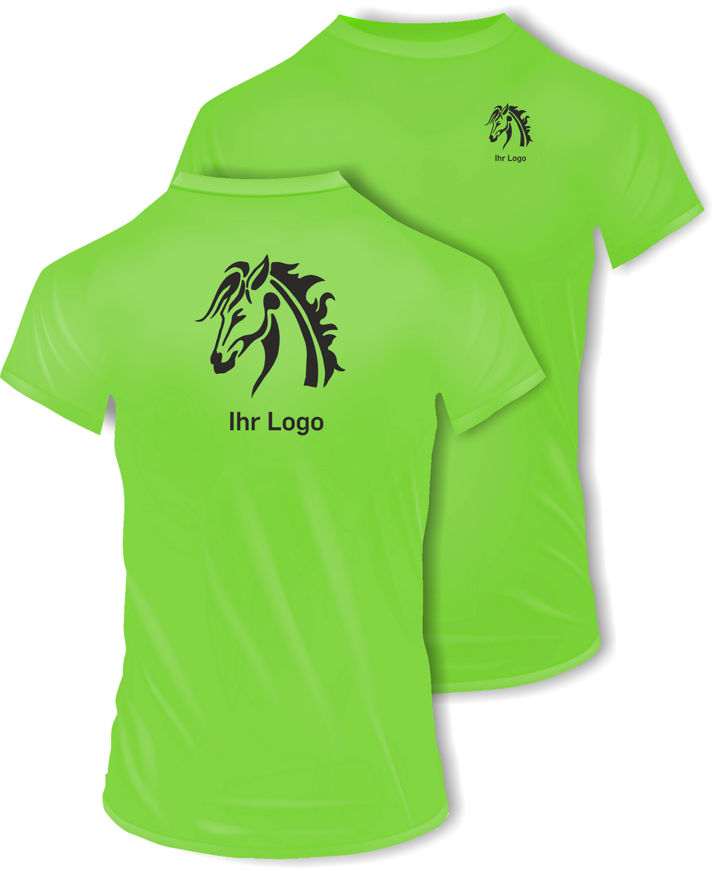 T-Shirts mit Ihrem Motiv bedruckt – Ansicht T shirt grün BrustUndRücken