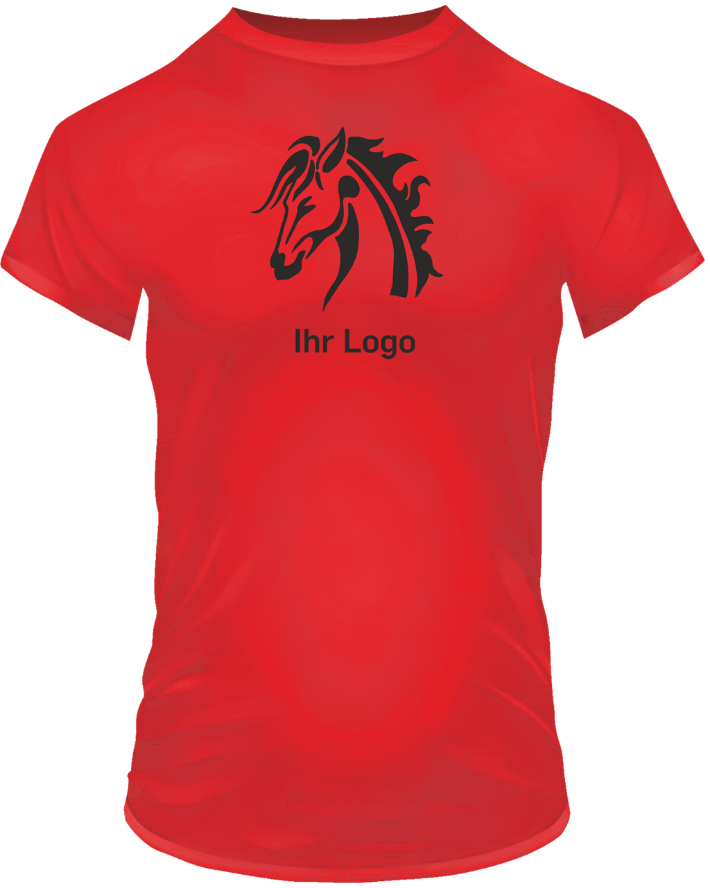 T-Shirts mit Ihrem Motiv bedruckt – Ansicht T shirt rot BrustGroß