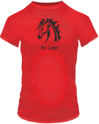 T-Shirts mit Ihrem Motiv bedruckt – Ansicht T shirt rot BrustGroß