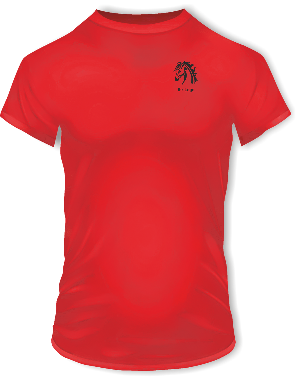 T-Shirts mit Ihrem Motiv bedruckt – Ansicht T shirt rot BrustKlein