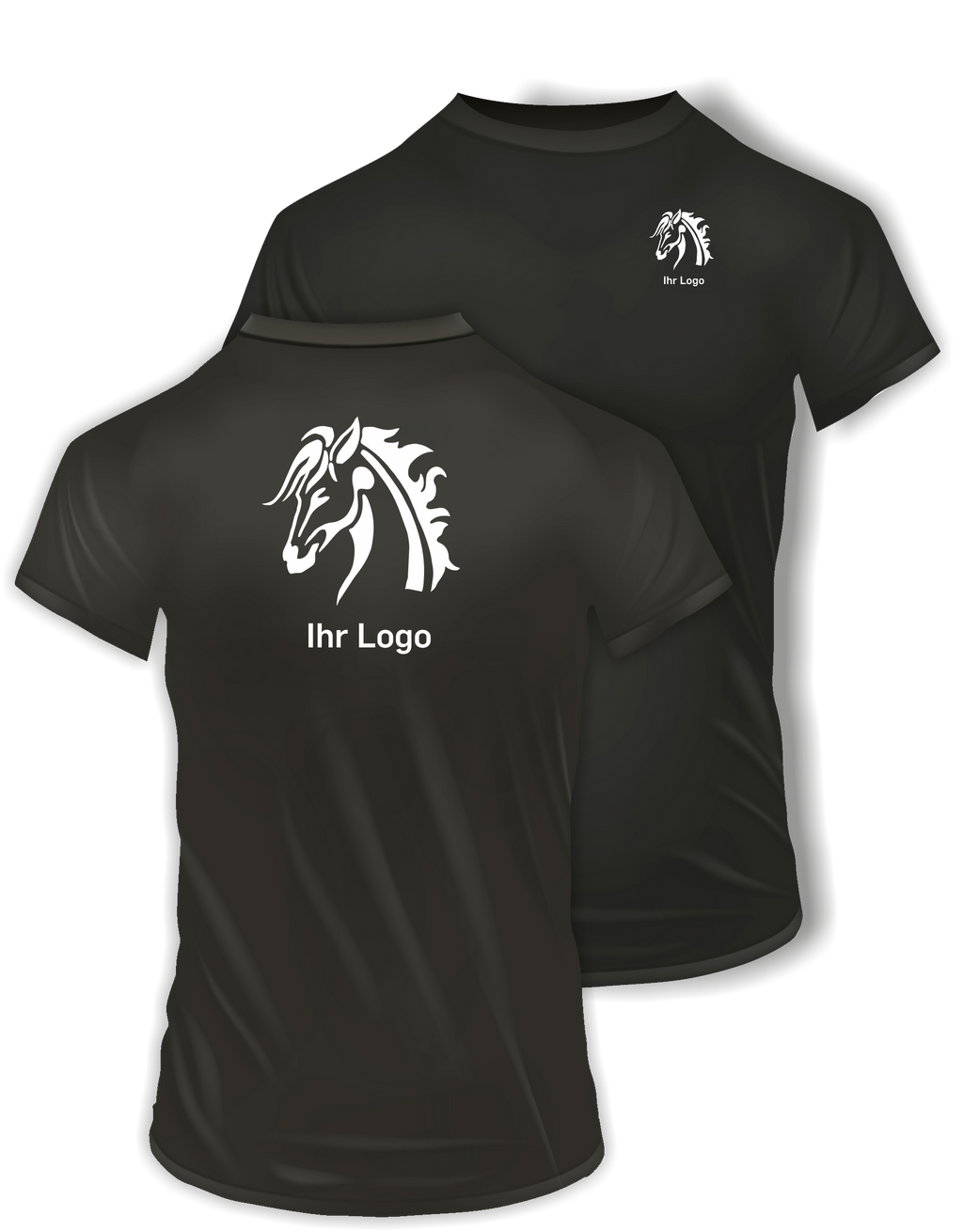 T-Shirts mit Ihrem Motiv bedruckt – Ansicht T shirt schwarz BrustUndRücken
