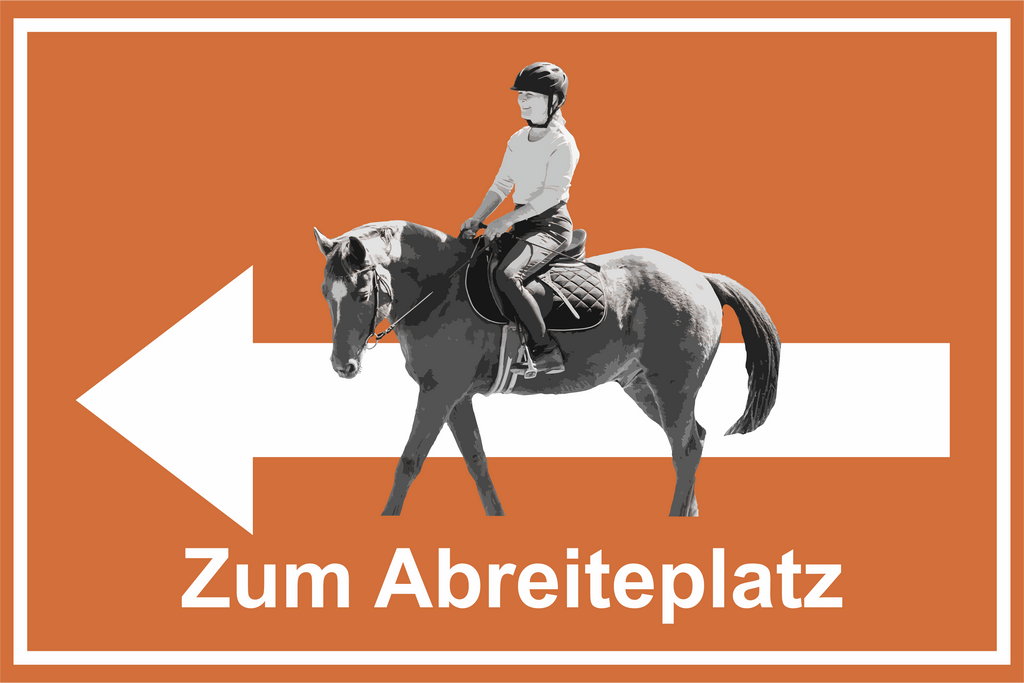 Wegweiser Abreiteplatz | Verschiedene Farben und Richtungen – Ansicht Abreitplatz orange links
