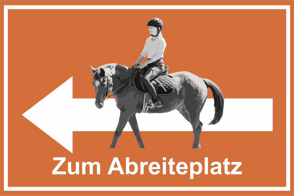 Wegweiser Abreiteplatz | Verschiedene Farben und Richtungen – Ansicht Abreitplatz orange links