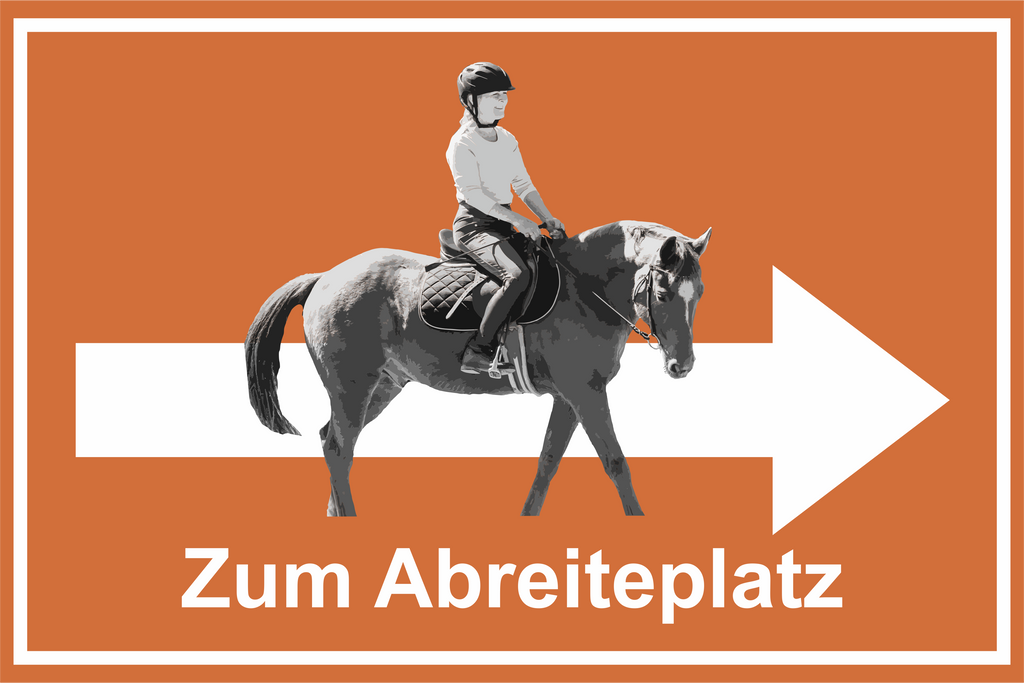 Wegweiser Abreiteplatz | Verschiedene Farben und Richtungen – Ansicht Abreitplatz orange rechts