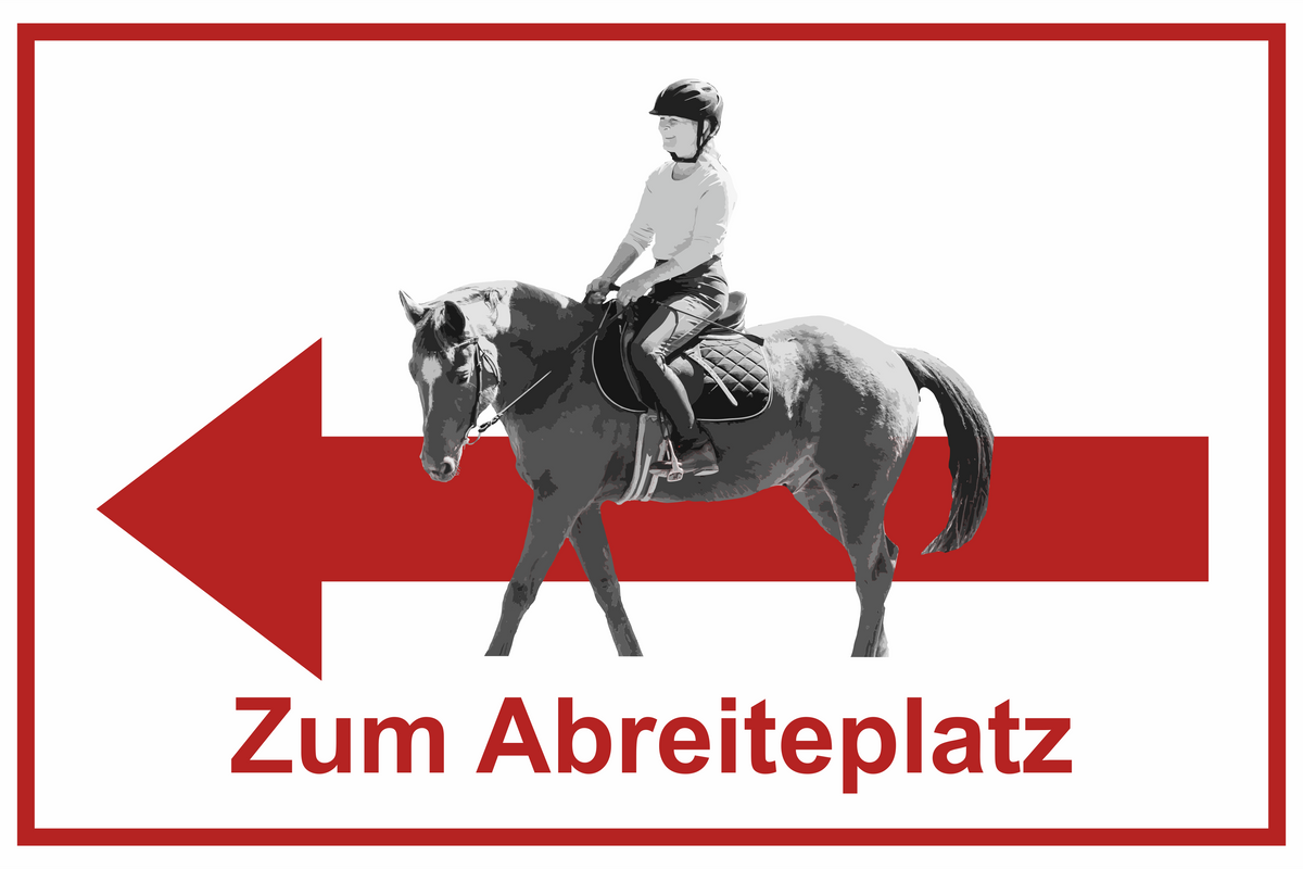 Wegweiser Abreiteplatz | Verschiedene Farben und Richtungen – Ansicht Abreitplatz rot links