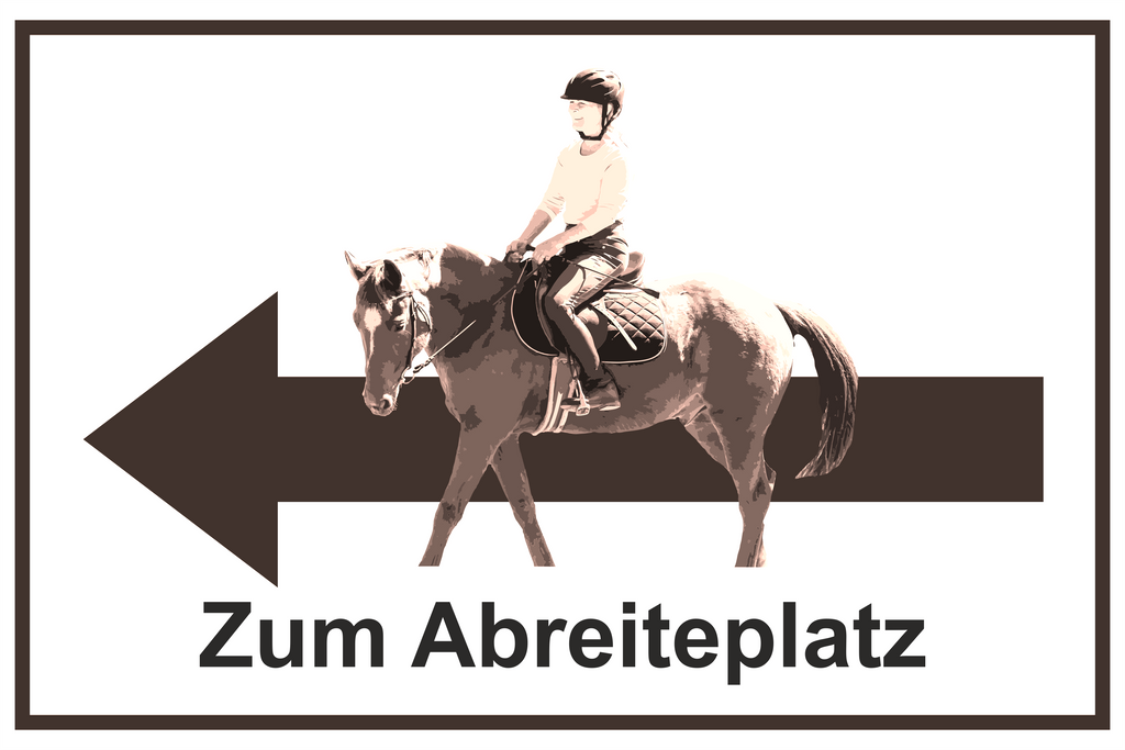 Wegweiser Abreiteplatz | Verschiedene Farben und Richtungen – Ansicht Abreitplatz schwarz links