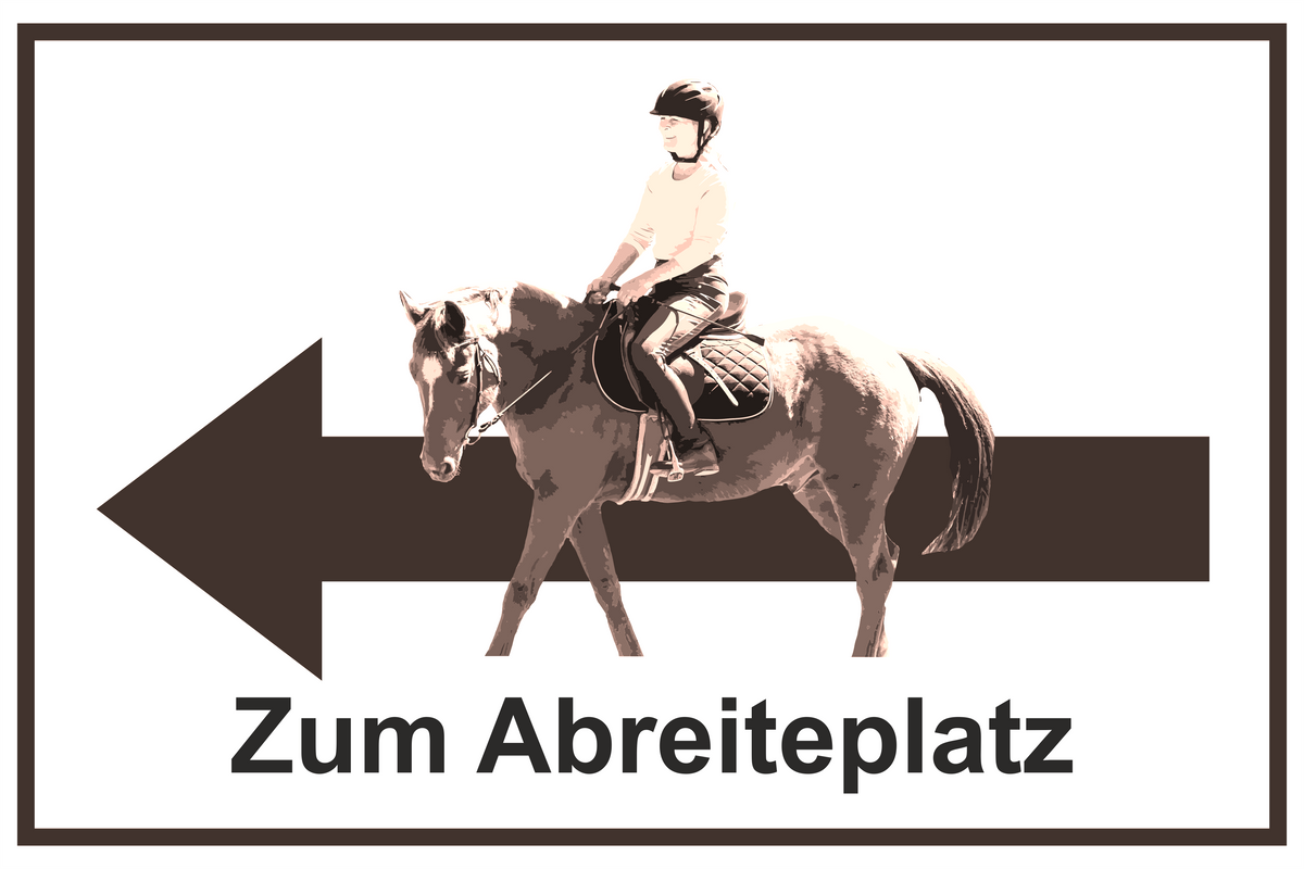 Wegweiser Abreiteplatz | Verschiedene Farben und Richtungen – Ansicht Abreitplatz schwarz links