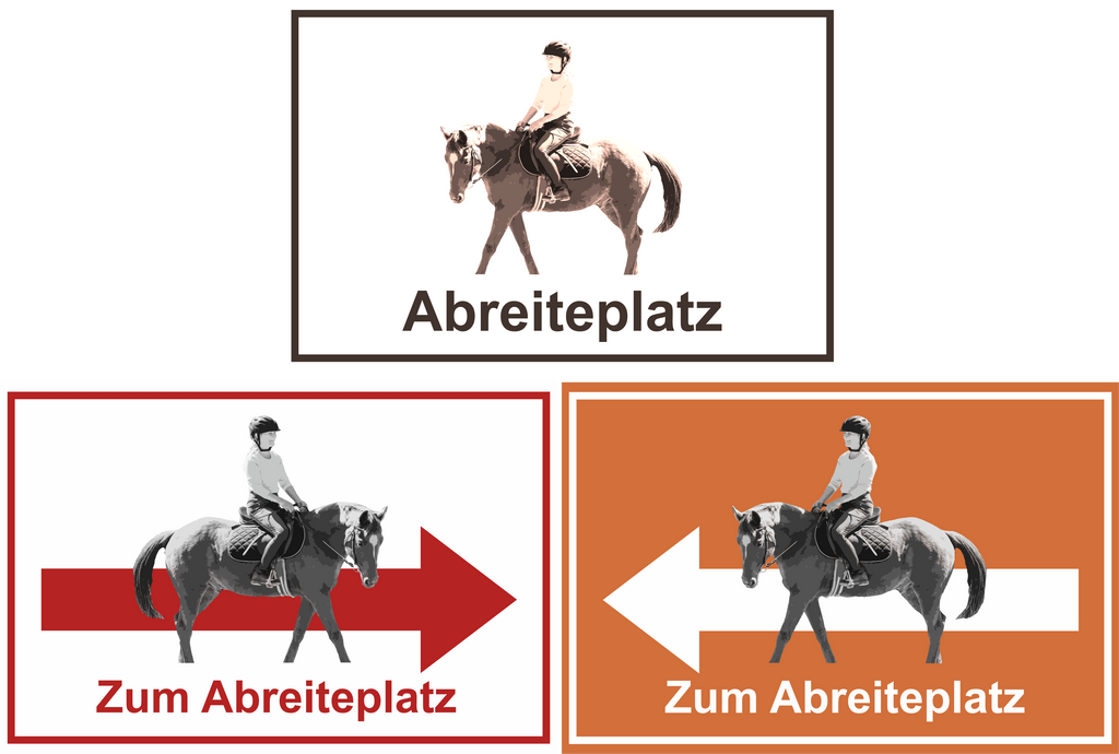 Wegweiser Abreiteplatz | Verschiedene Farben und Richtungen