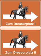 Wegweiser Dressurplatz I und II | 2-er Set | Verschiedene Farben und Richtungen – Ansicht Dressurplatz Set orange rechts