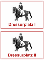 Wegweiser Dressurplatz I und II | 2-er Set | Verschiedene Farben und Richtungen – Ansicht Dressurplatz Set rot Ziel