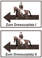 Wegweiser Dressurplatz I und II | 2-er Set | Verschiedene Farben und Richtungen – Ansicht Dressurplatz Set schwarz links