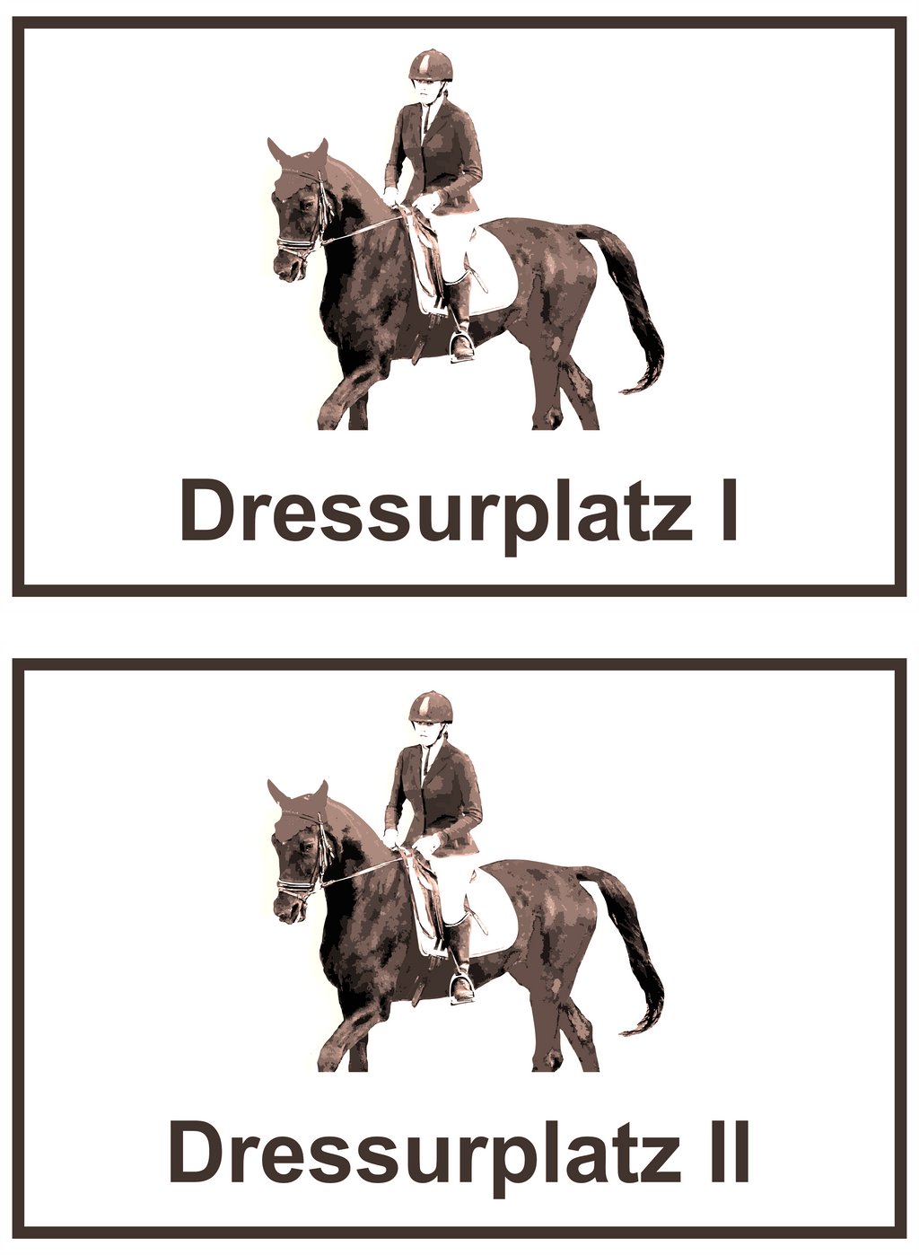 Wegweiser Dressurplatz I und II | 2-er Set | Verschiedene Farben und Richtungen – Ansicht Dressurplatz Set schwarz Ziel