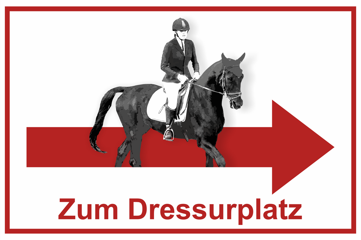 Wegweiser Dressurplatz | Verschiedene Farben und Richtungen – Ansicht Dressurplatz rot rechts