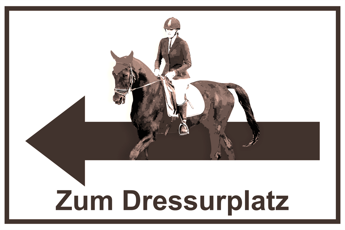Wegweiser Dressurplatz | Verschiedene Farben und Richtungen – Ansicht Dressurplatz schwarz links