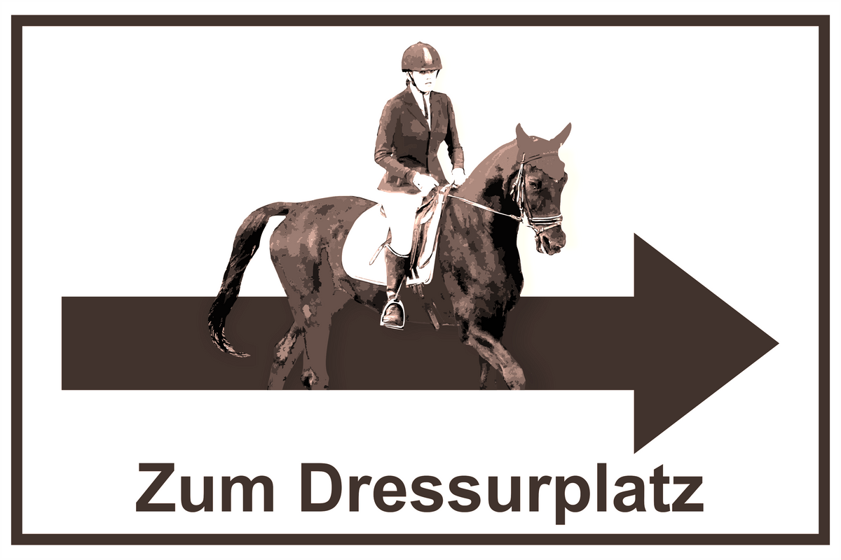 Wegweiser Dressurplatz | Verschiedene Farben und Richtungen – Ansicht Dressurplatz schwarz rechts