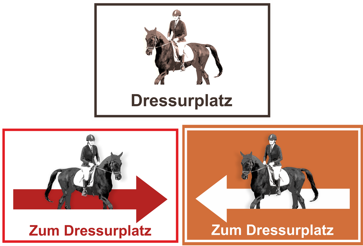 Wegweiser Dressurplatz | Verschiedene Farben und Richtungen