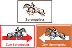 Wegweiser Sprungplatz | verschiedene Farben und Richtungen
