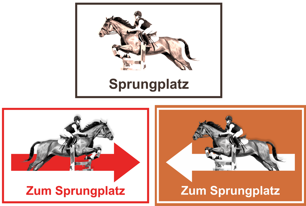 Wegweiser Sprungplatz | verschiedene Farben und Richtungen