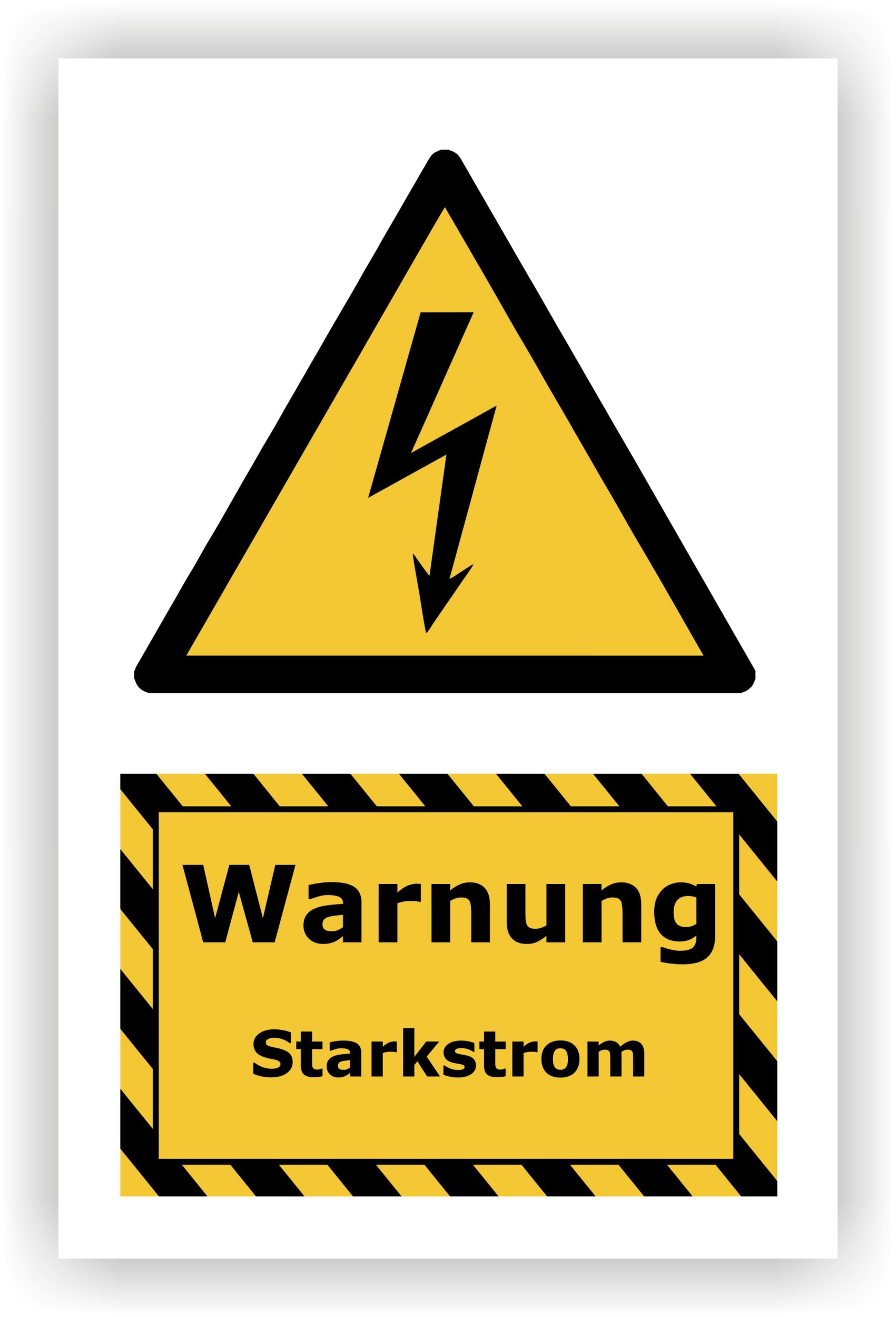 Kombi-Warnschild »Starkstrom« — 20 × 30 cm