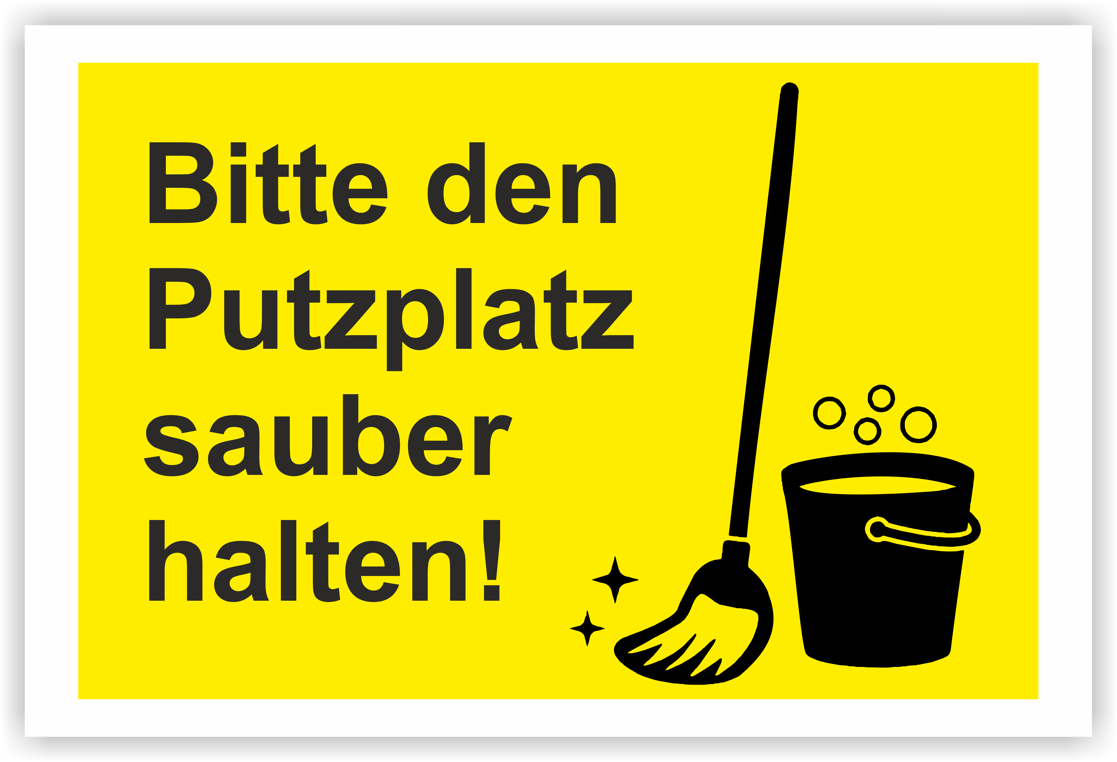 "Bitte Putzplatz reinigen!" Schild Design 2 | aus Alu oder PVC 
