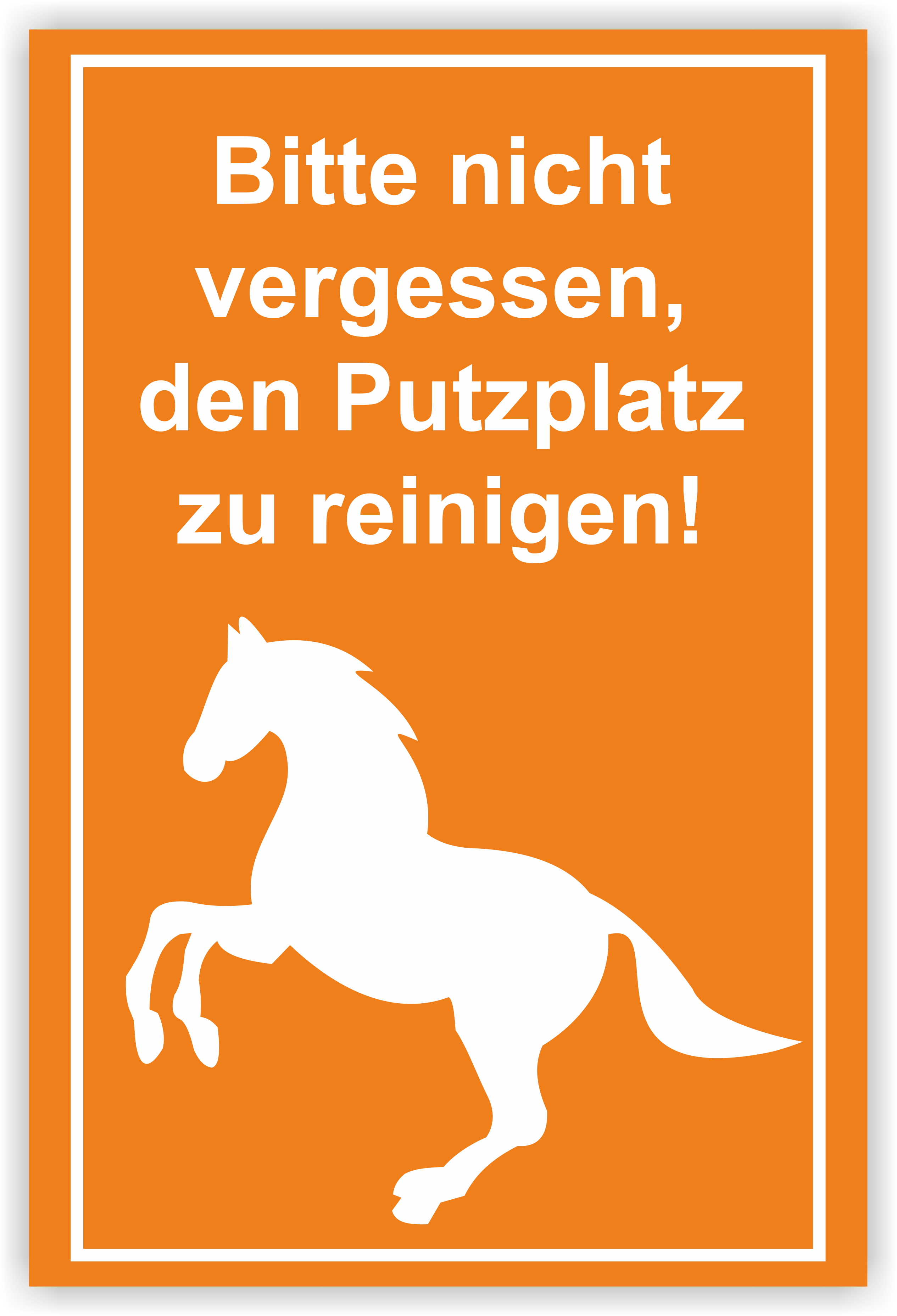 "Bitte Putzplatz reinigen!" Schild Design 1 | aus Alu oder PVC
